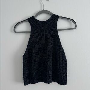 House of Harlow 1960 Black Ribbed Cropped Tank Top